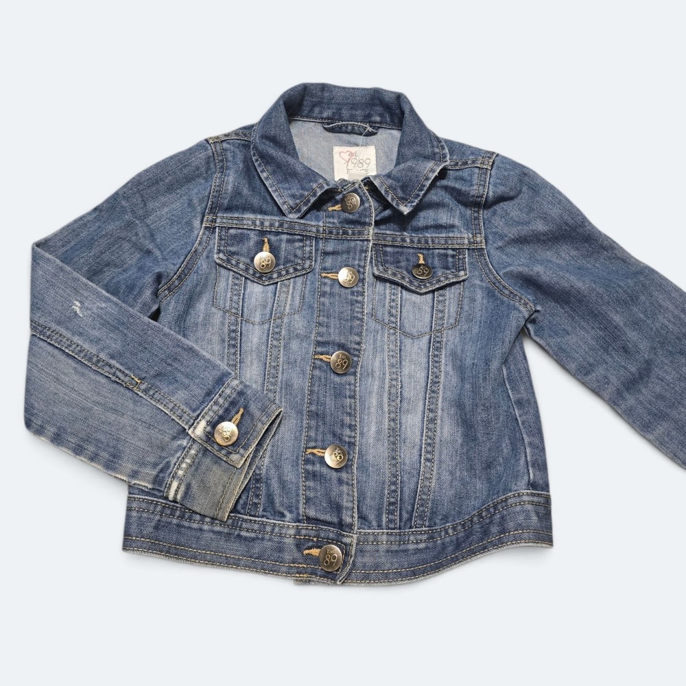 Girls Denim Jacket Blue Medium Wash Est 1989 Size 5/6